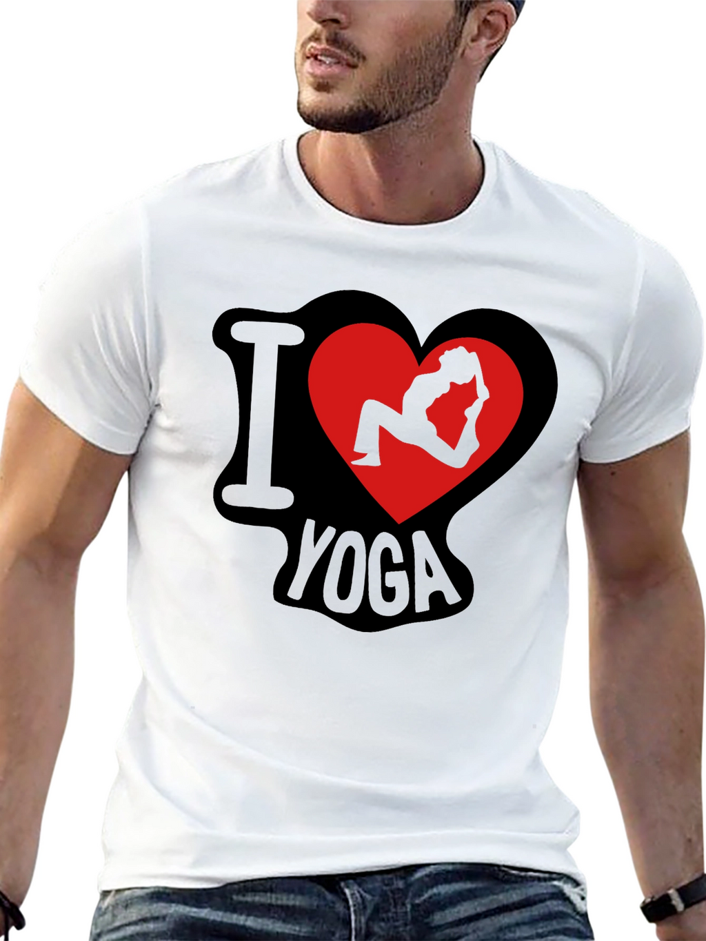 I Love Yoga T-Shirt - Yoga Pose Heart Design