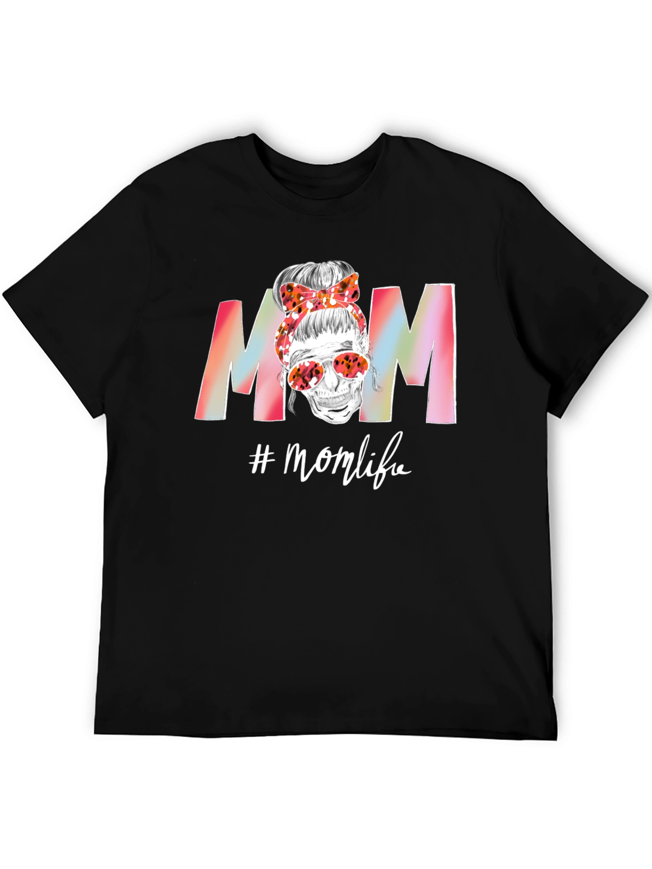 Mom Life T-Shirt: Skull Messy Bun Tee
