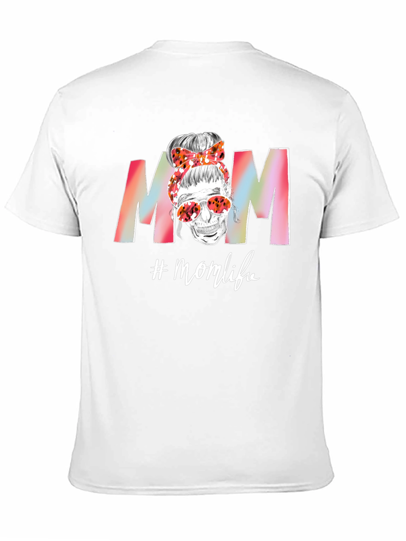 Mom Life T-Shirt: Skull Messy Bun Tee