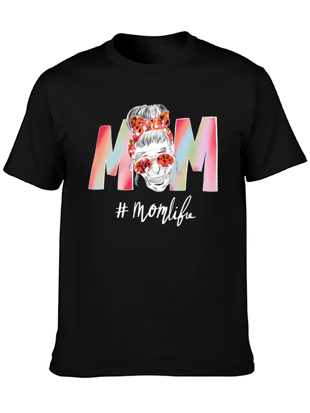 Mom Life T-Shirt: Skull Messy Bun Tee