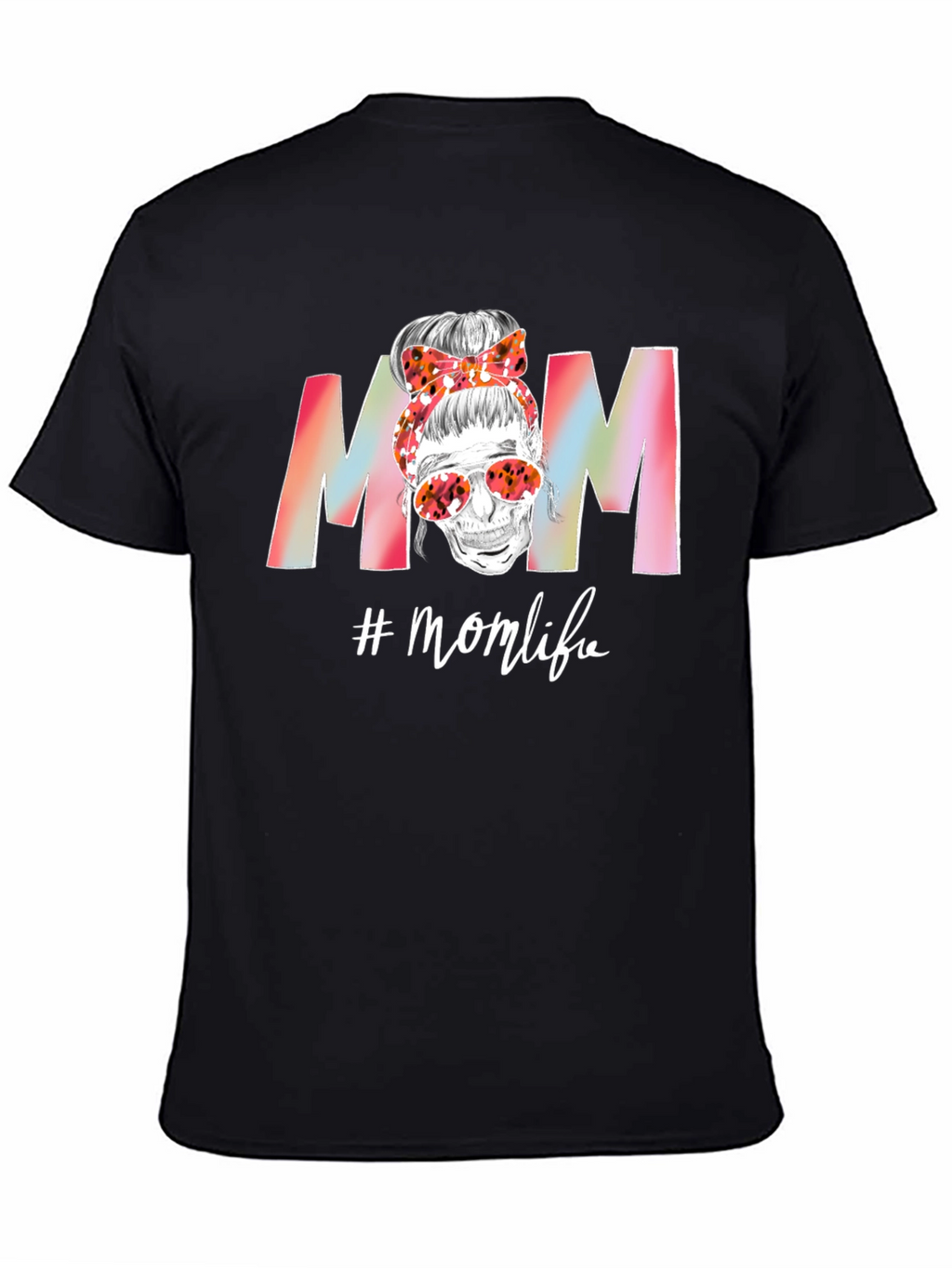Mom Life T-Shirt: Skull Messy Bun Tee