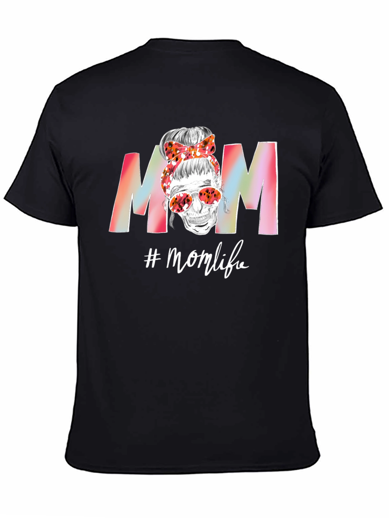 Mom Life T-Shirt: Skull Messy Bun Tee