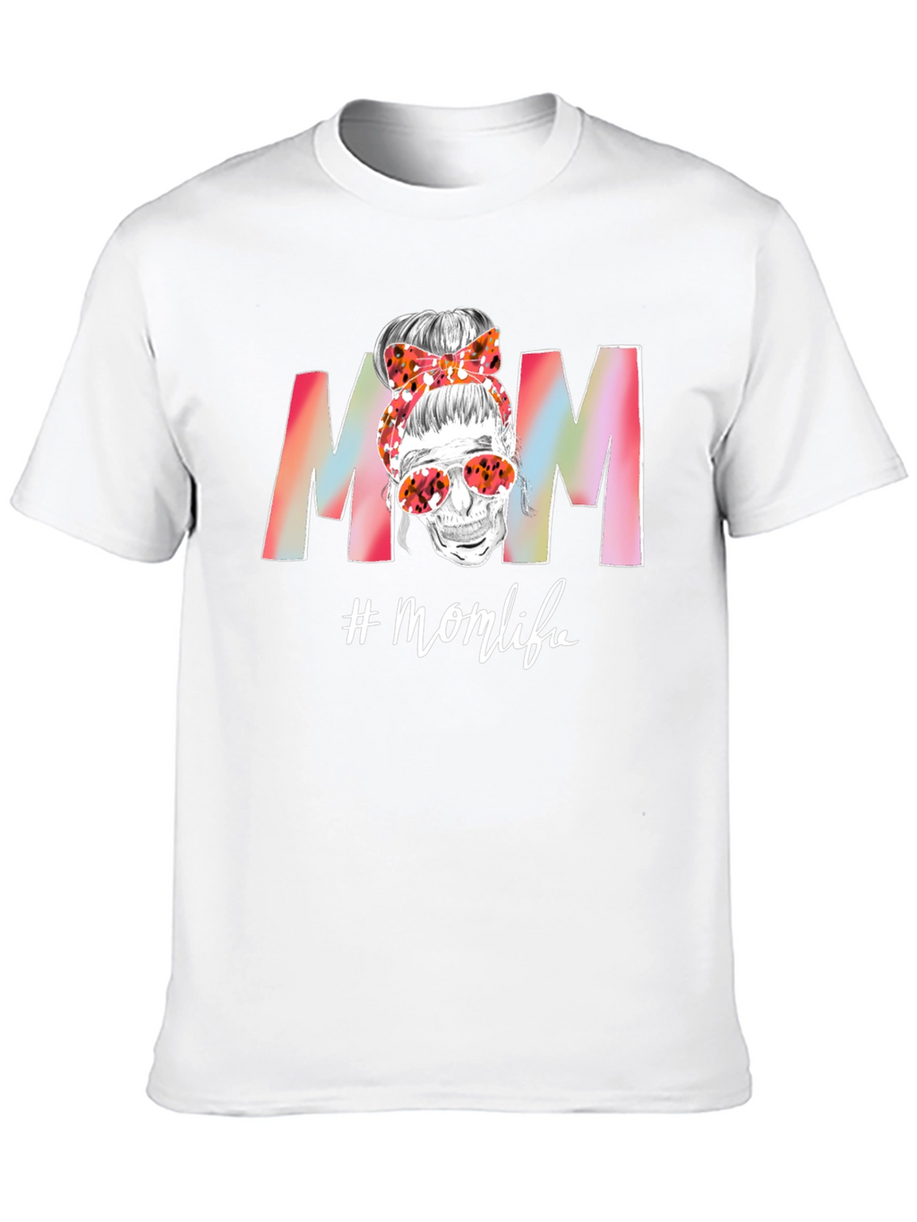 Mom Life T-Shirt: Skull Messy Bun Tee