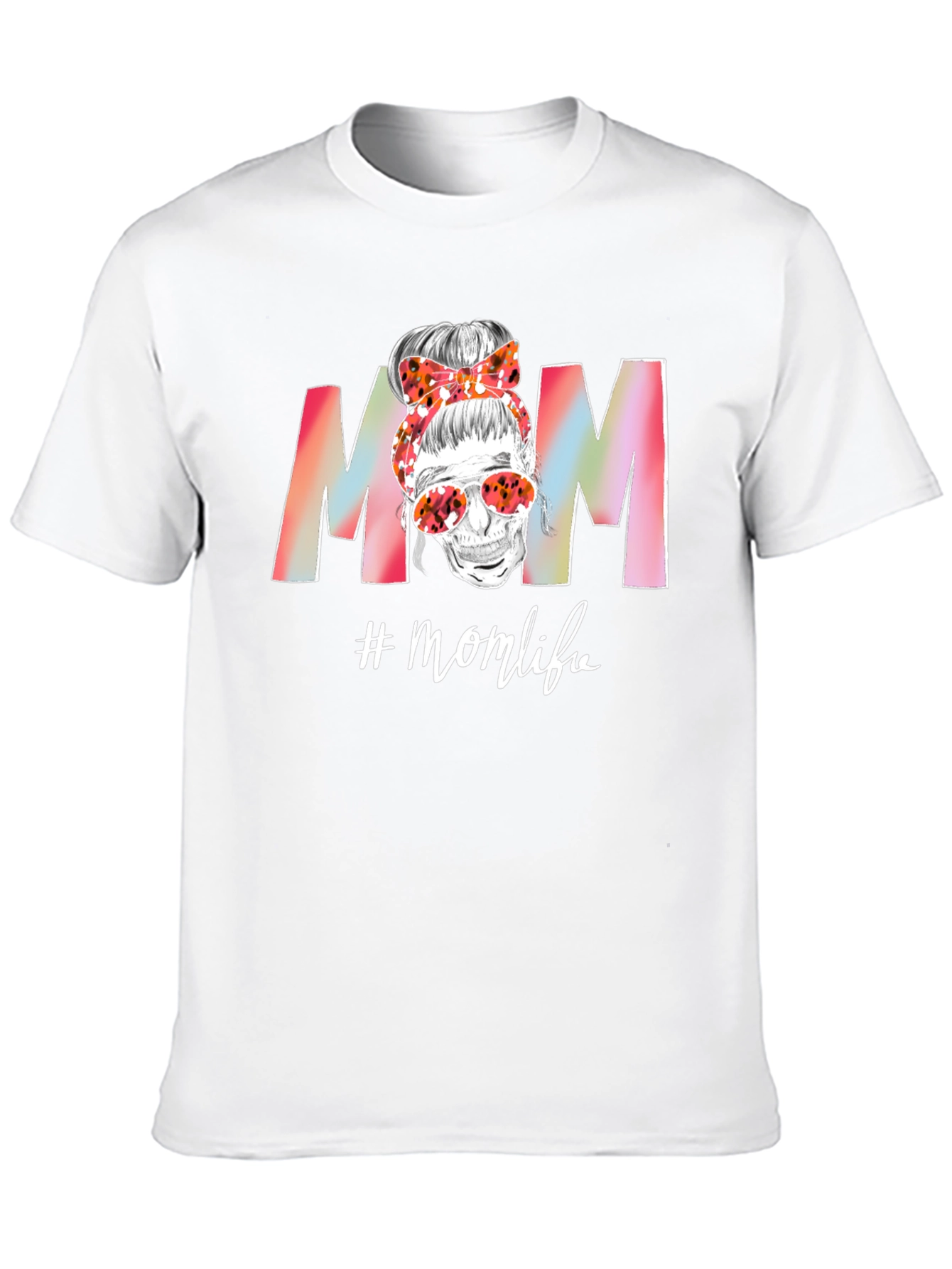 Mom Life T-Shirt: Skull Messy Bun Tee