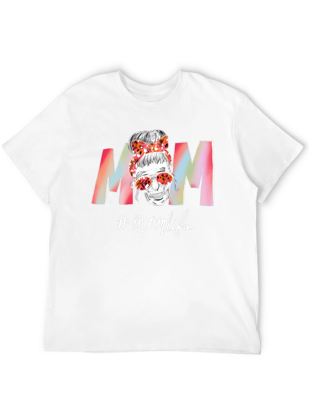 Mom Life T-Shirt: Skull Messy Bun Tee