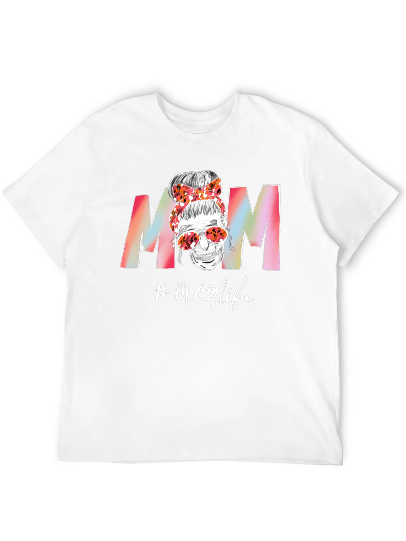 Mom Life T-Shirt: Skull Messy Bun Tee