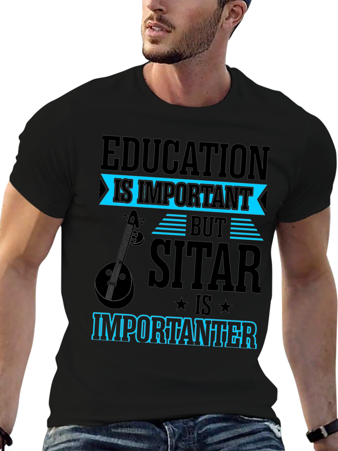 Education vs Sitar T-Shirt Funny Musician Tee