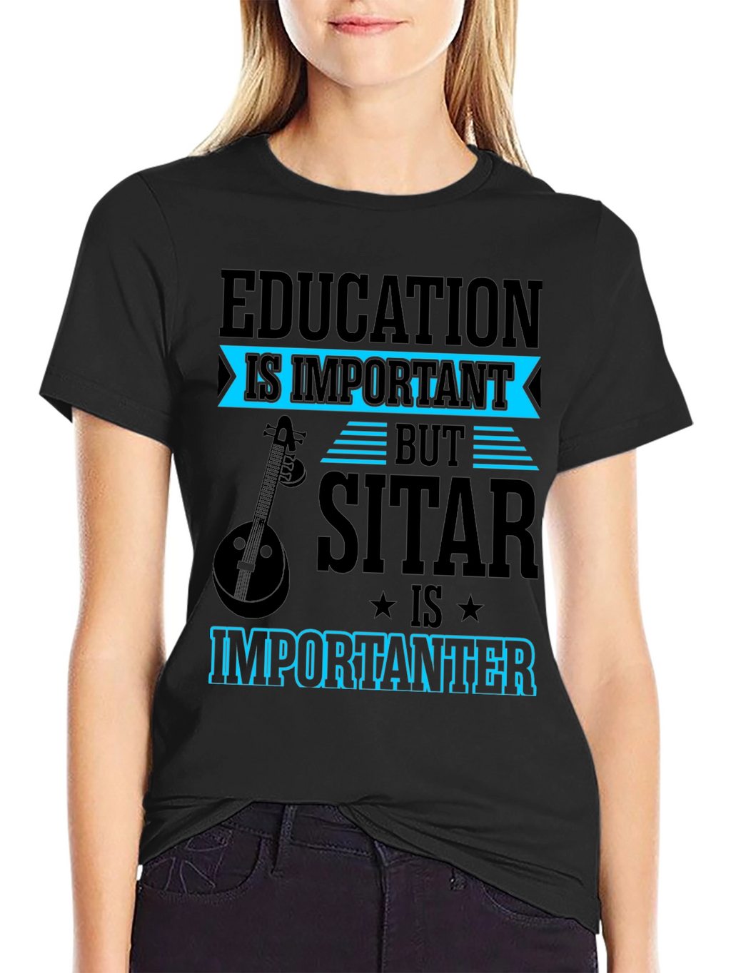 Education vs Sitar T-Shirt Funny Musician Tee