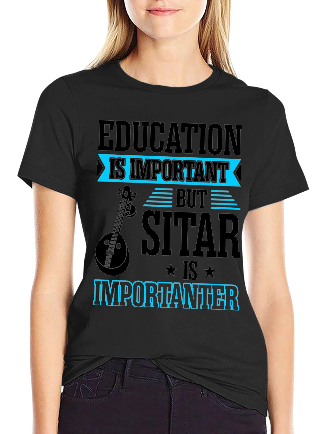 Education vs Sitar T-Shirt Funny Musician Tee