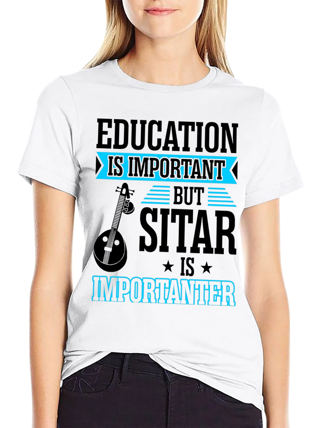 Education vs Sitar T-Shirt Funny Musician Tee