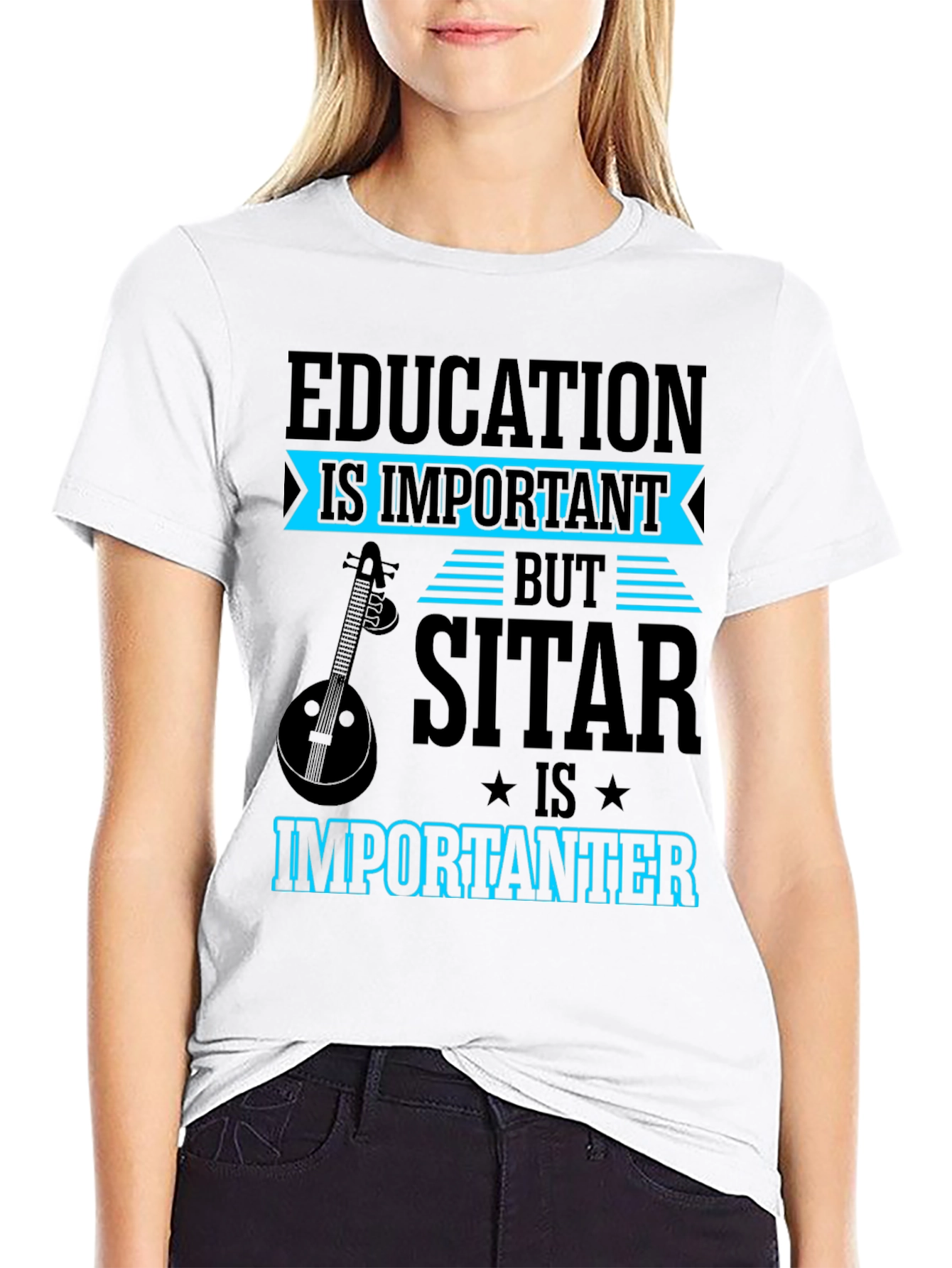 Education vs Sitar T-Shirt Funny Musician Tee