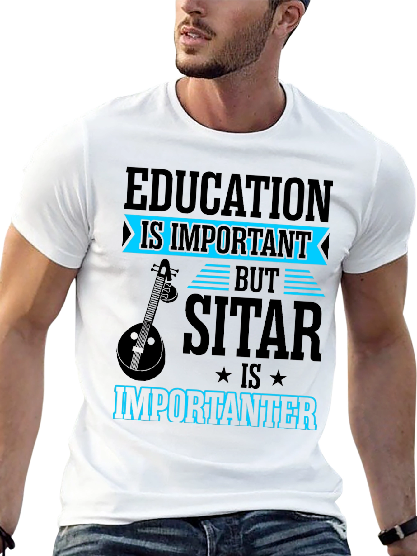 Education vs Sitar T-Shirt Funny Musician Tee