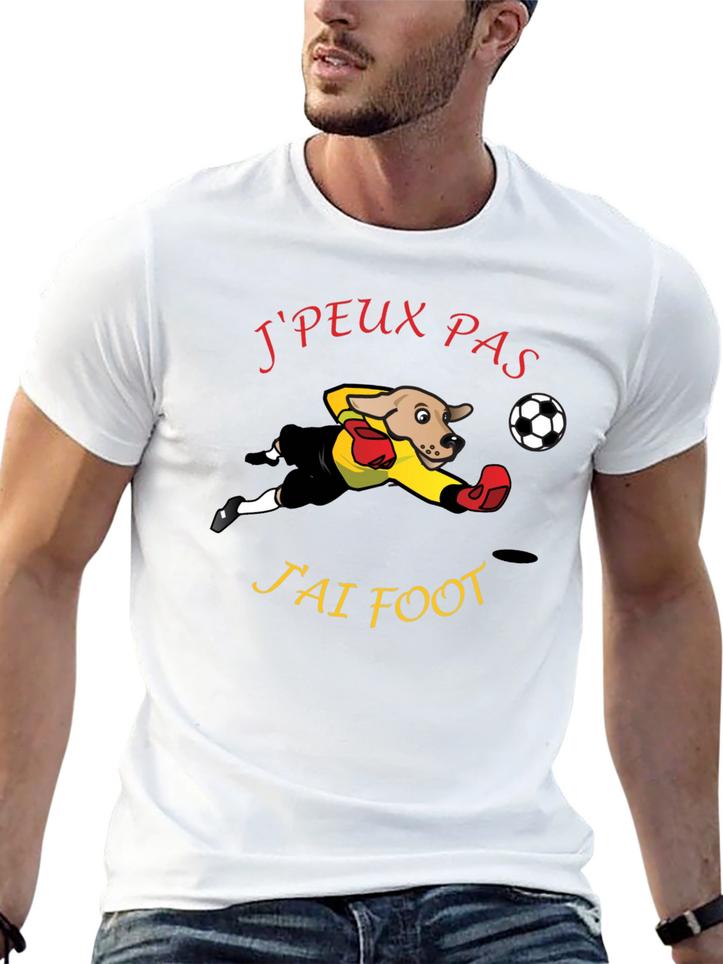 Funny Soccer Dog T-Shirt - Jpeux Pas Jai Foot!