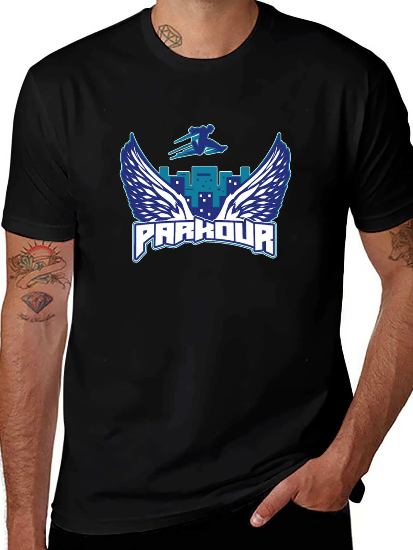 Parkour Wings Graphic Black T-Shirt