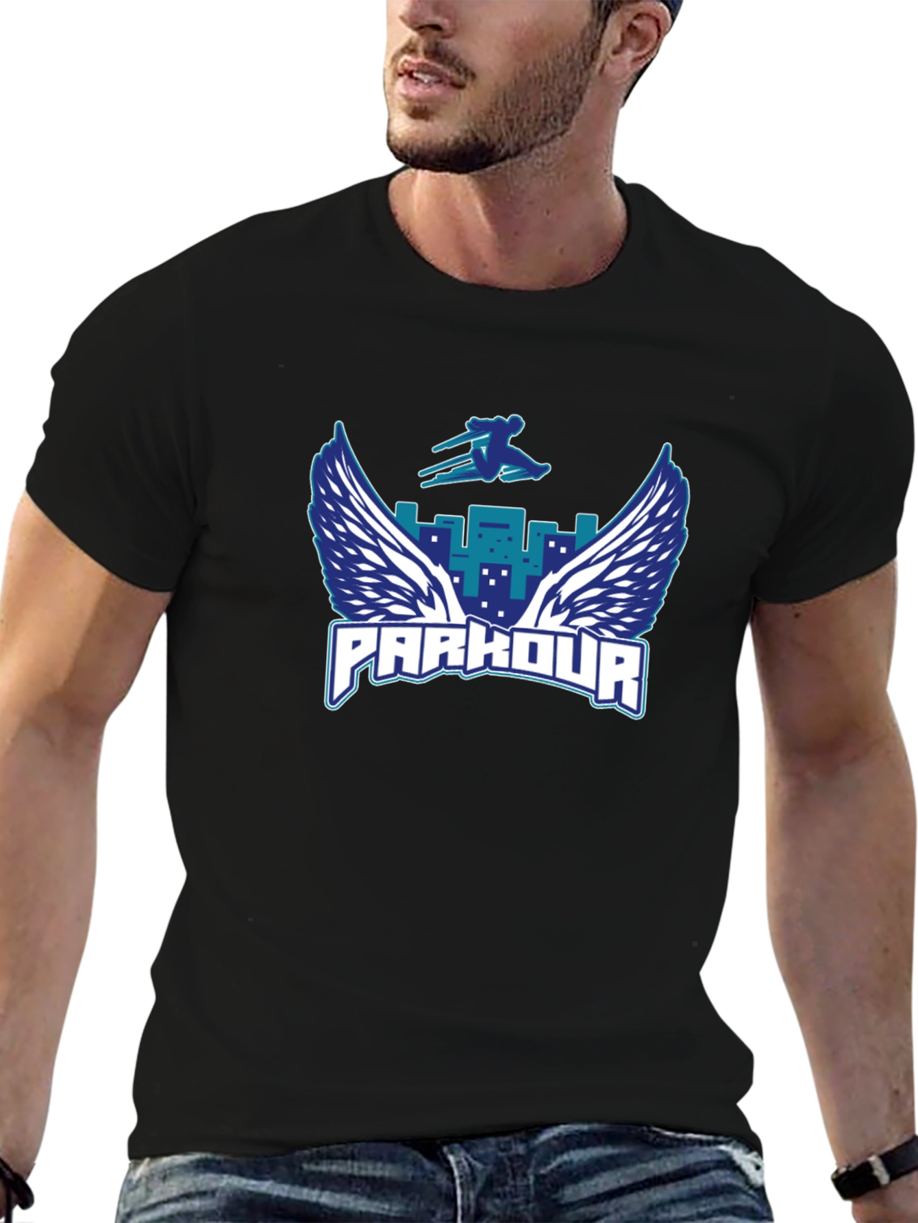 Parkour Wings Graphic Black T-Shirt