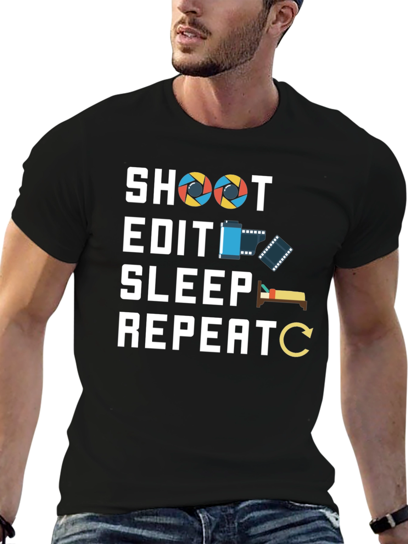 Photographers Life T-Shirt - Shoot Edit Sleep Repeat