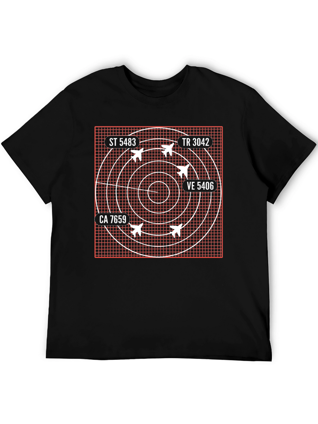 Radar Screen Aircraft Black T-Shirt