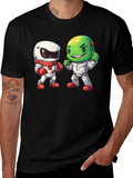 Cartoon Astronauts Black T-Shirt