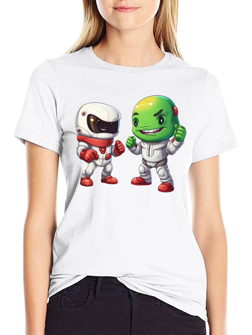 Cartoon Astronauts Black T-Shirt
