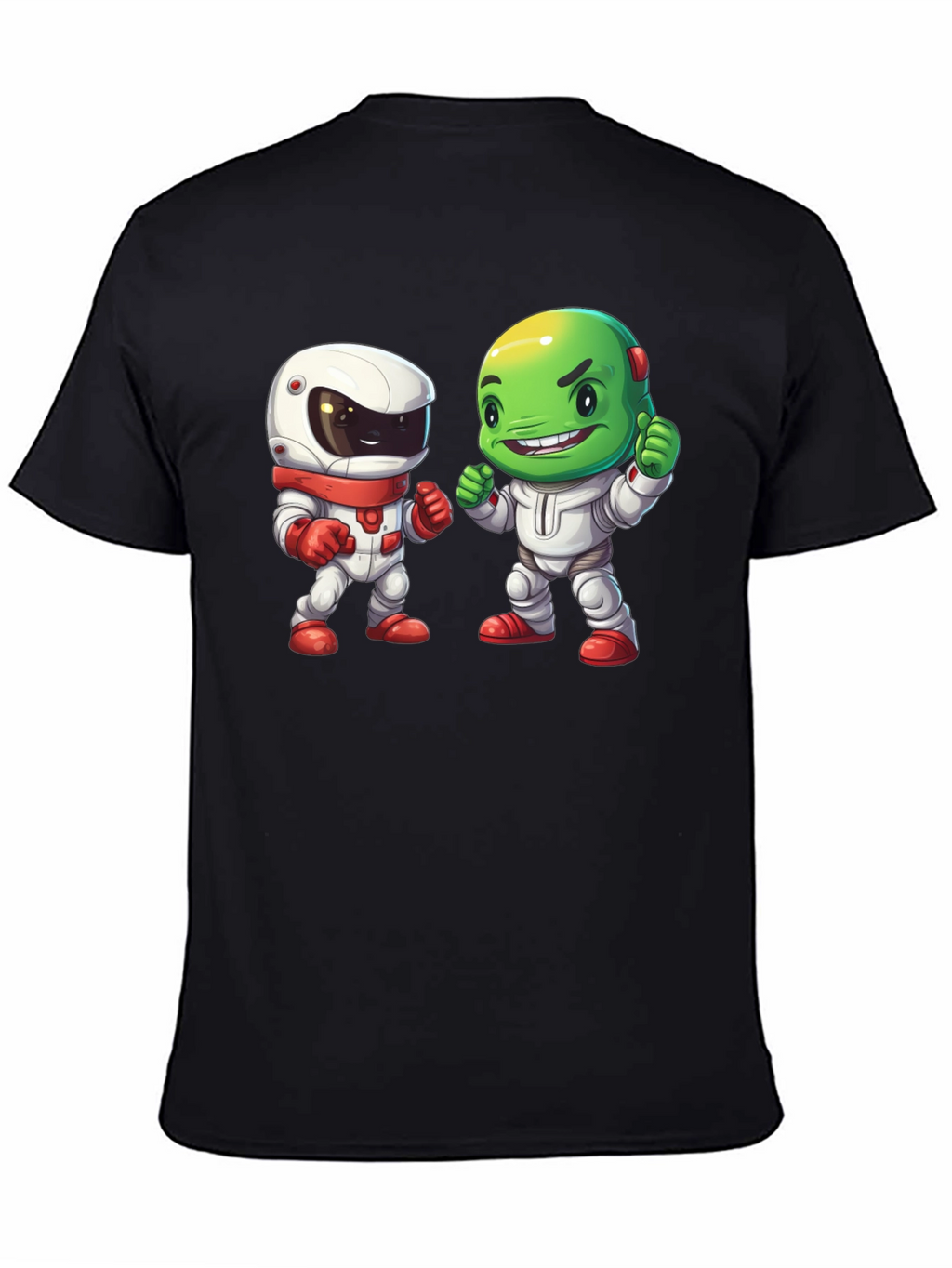 Cartoon Astronauts Black T-Shirt