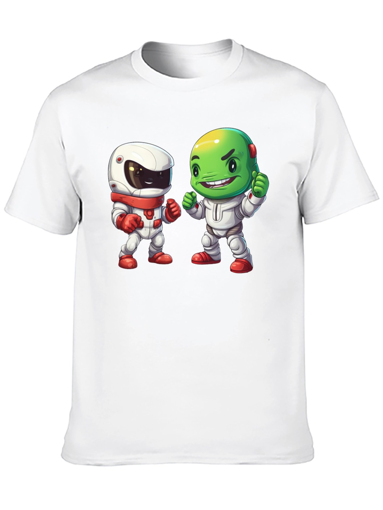 Cartoon Astronauts Black T-Shirt