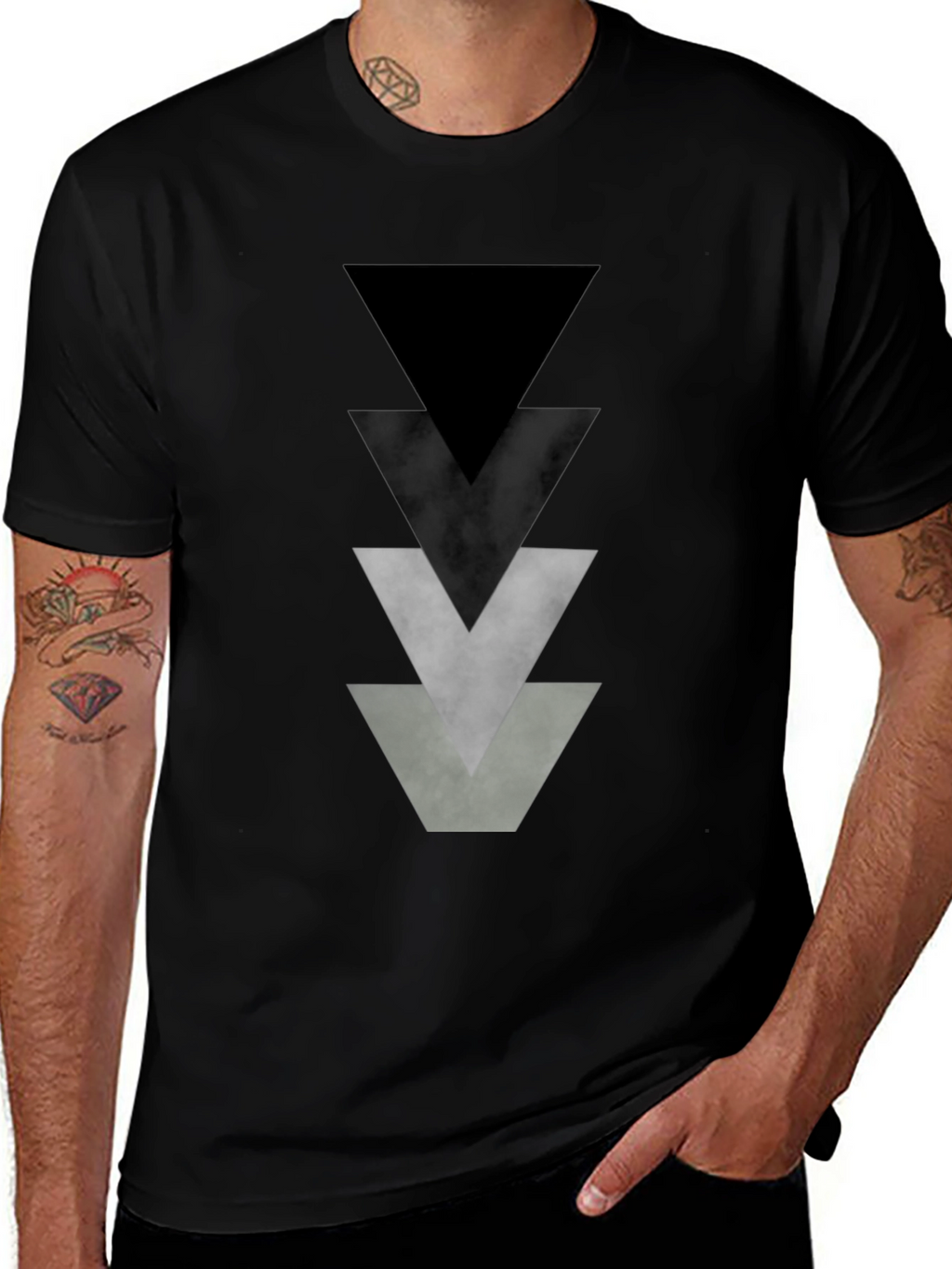 Geometric Triangle Graphic Tee - Modern Design Shirt