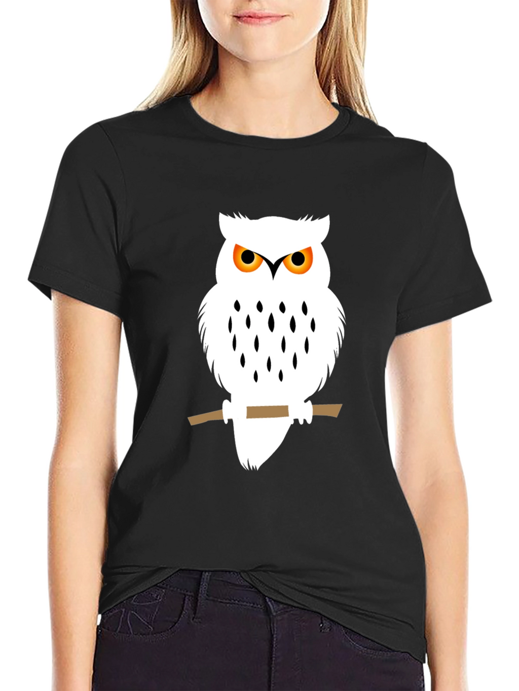Owl Graphic Black T-Shirt - Unique Bird Design