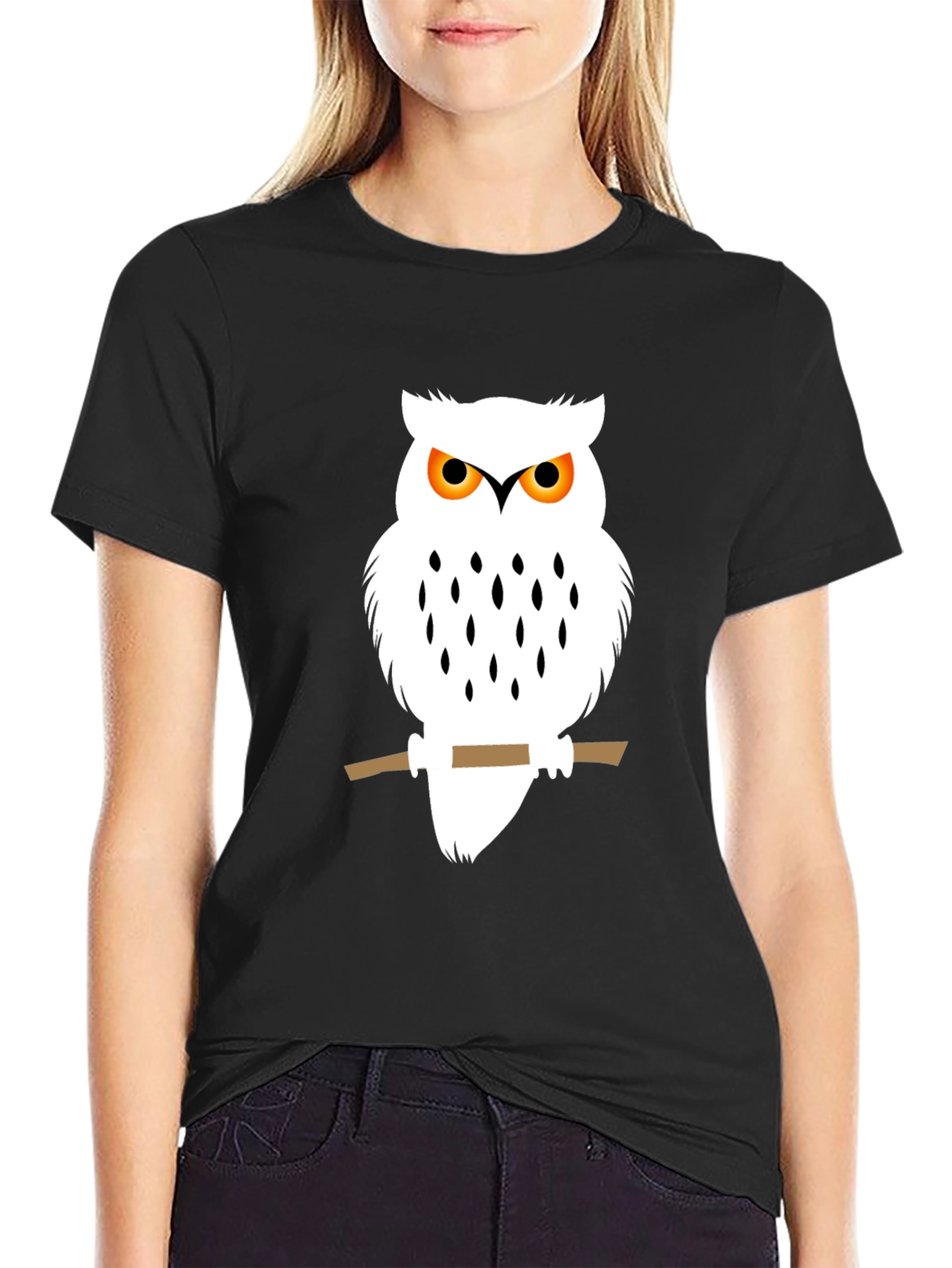 Owl Graphic Black T-Shirt - Unique Bird Design