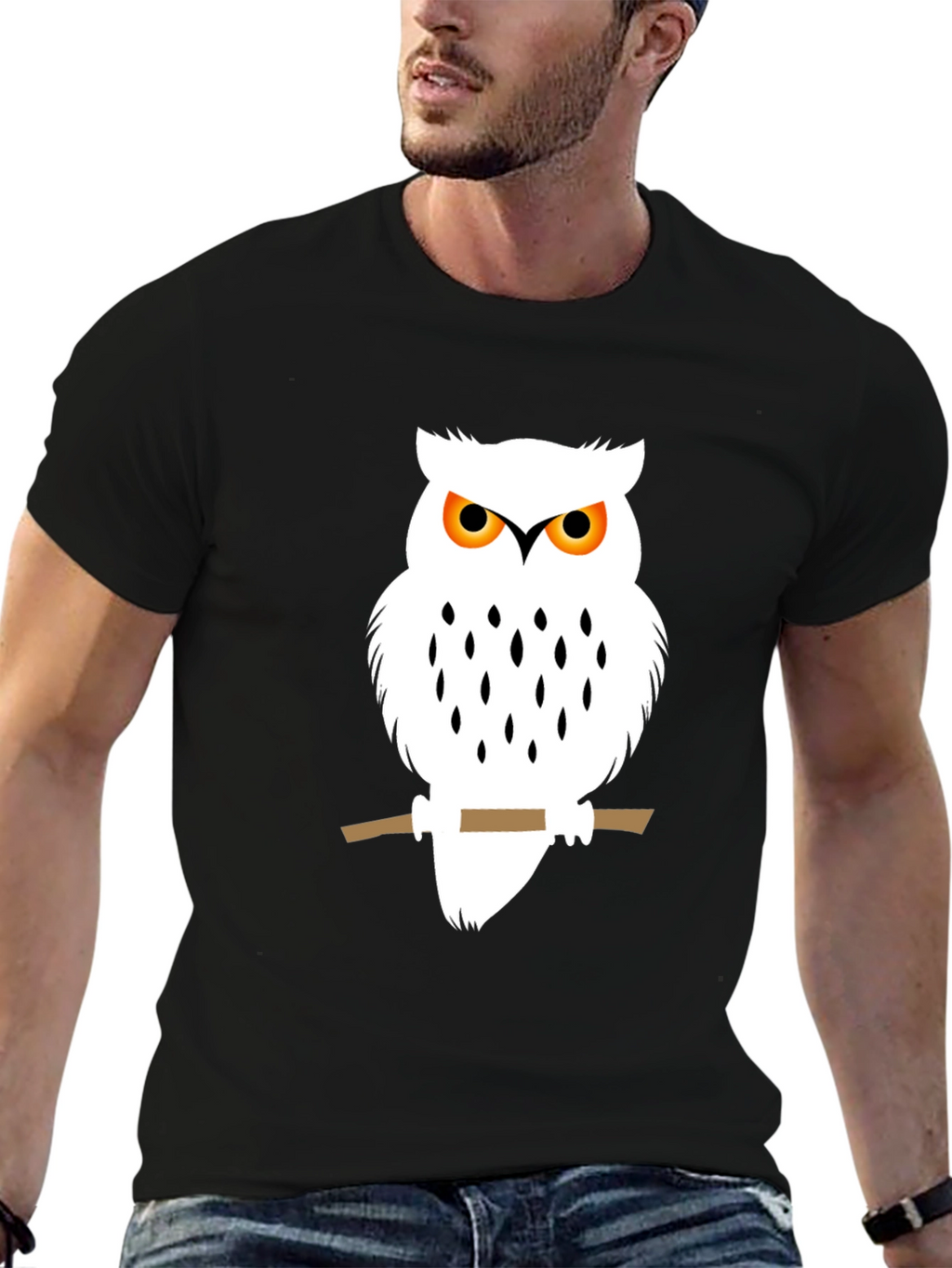 Owl Graphic Black T-Shirt - Unique Bird Design
