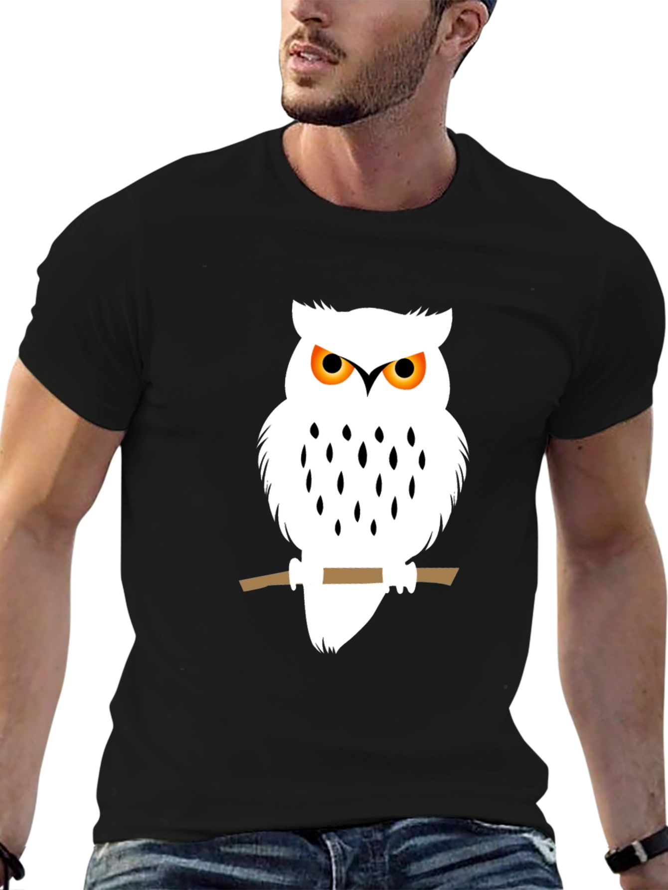 Owl Graphic Black T-Shirt - Unique Bird Design