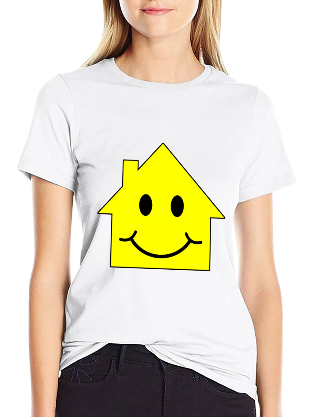 Happy House Graphic Tee - Black Cotton T-Shirt