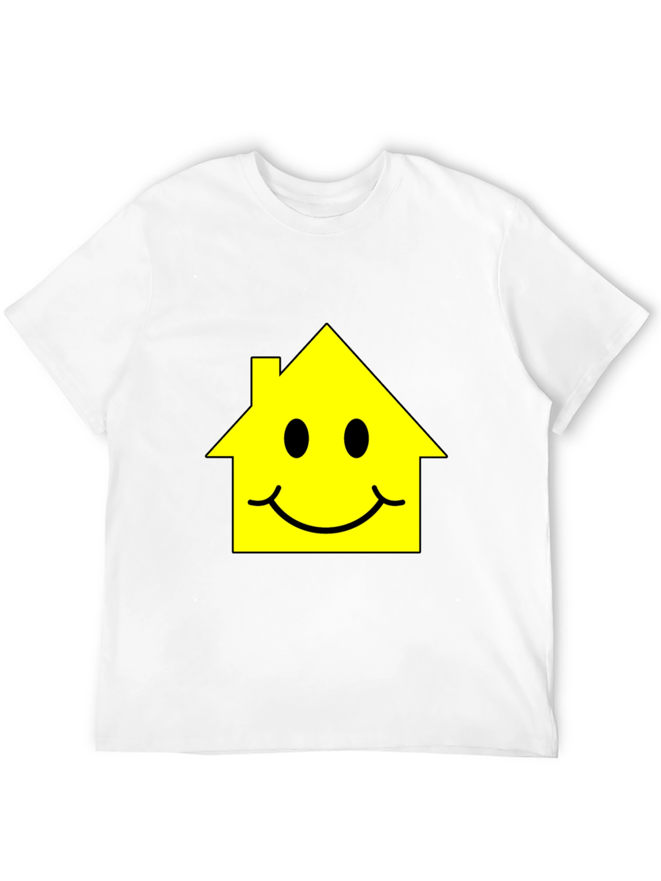 Happy House Graphic Tee - Black Cotton T-Shirt