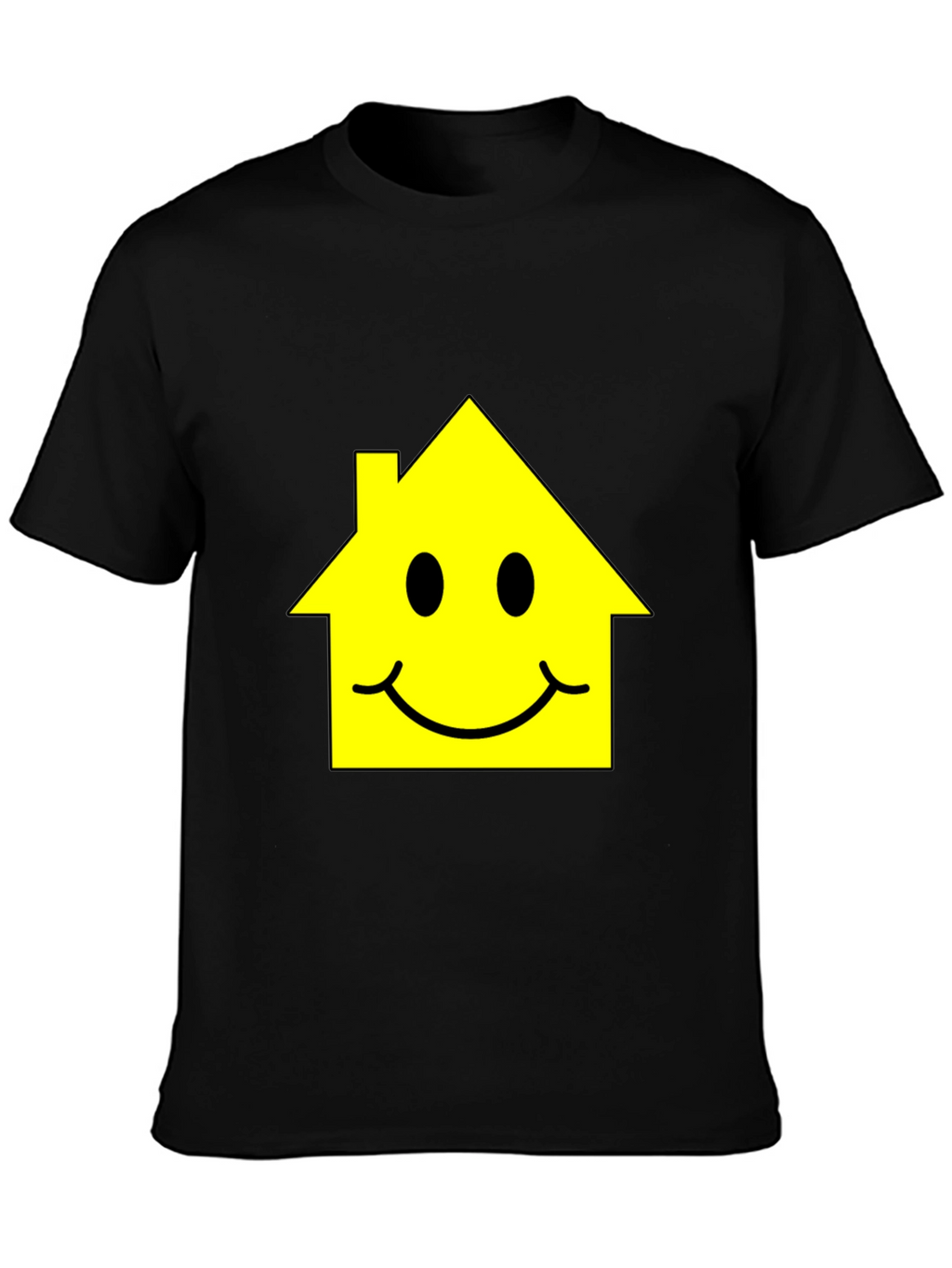 Happy House Graphic Tee - Black Cotton T-Shirt