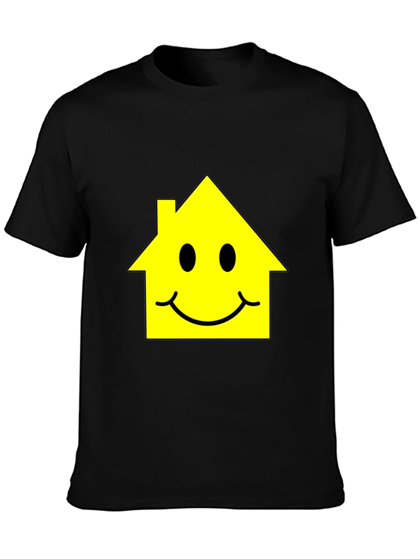 Happy House Graphic Tee - Black Cotton T-Shirt