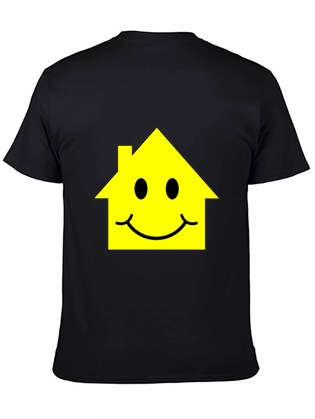 Happy House Graphic Tee - Black Cotton T-Shirt