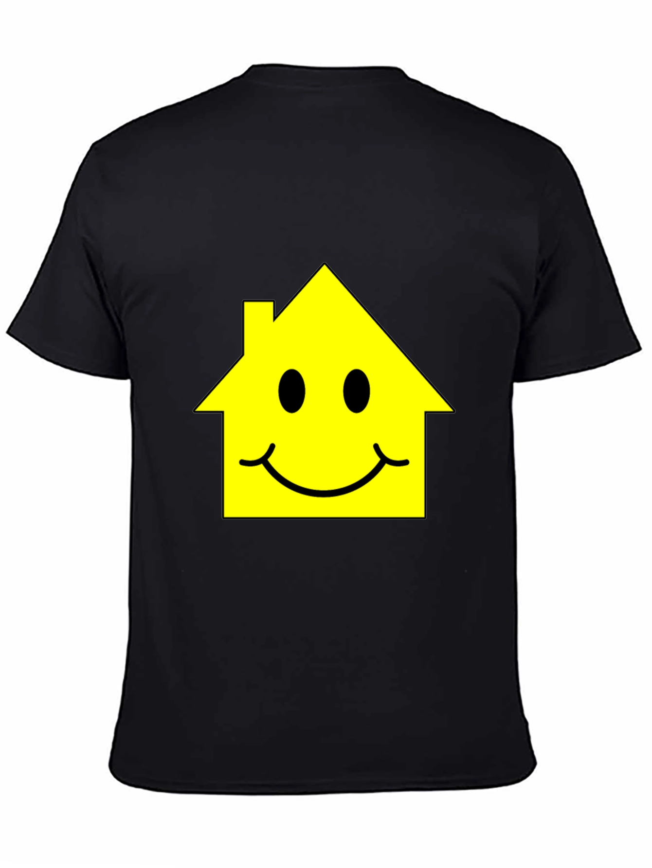 Happy House Graphic Tee - Black Cotton T-Shirt
