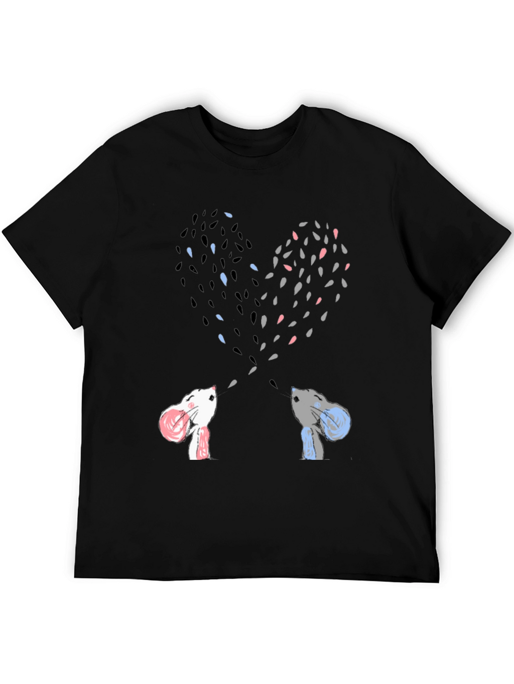Heart-Shaped Bunny Love Black Tee