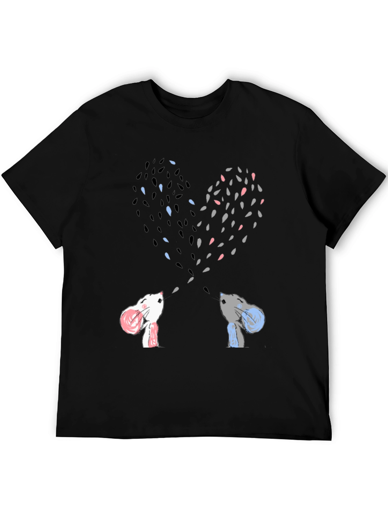 Heart-Shaped Bunny Love Black Tee