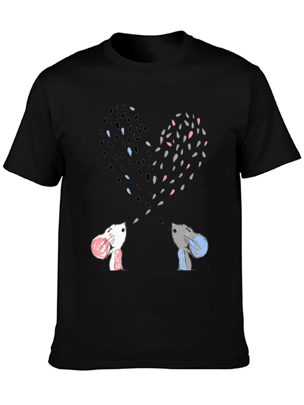 Heart-Shaped Bunny Love Black Tee