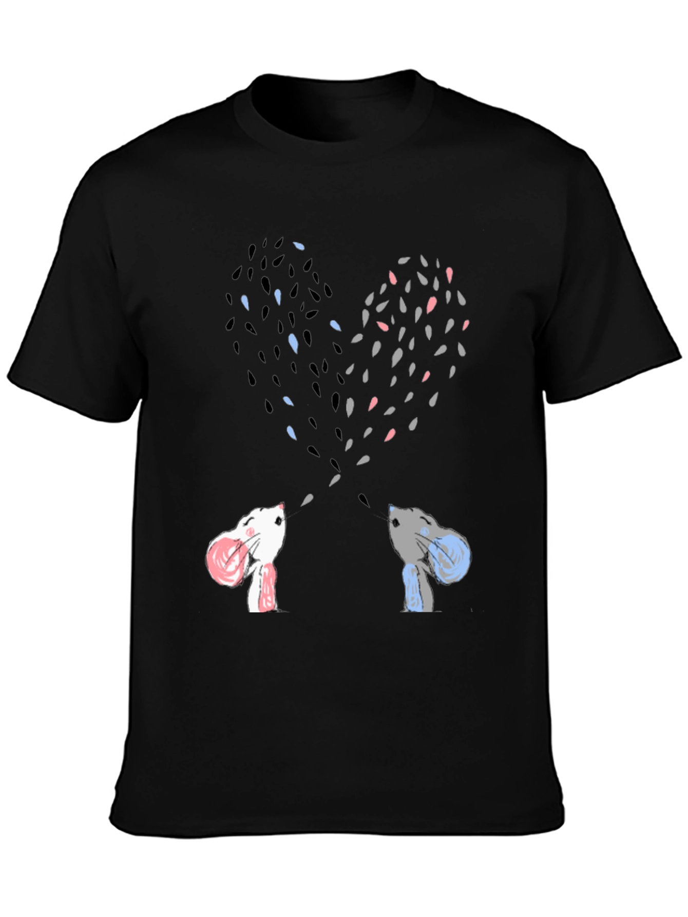 Heart-Shaped Bunny Love Black Tee