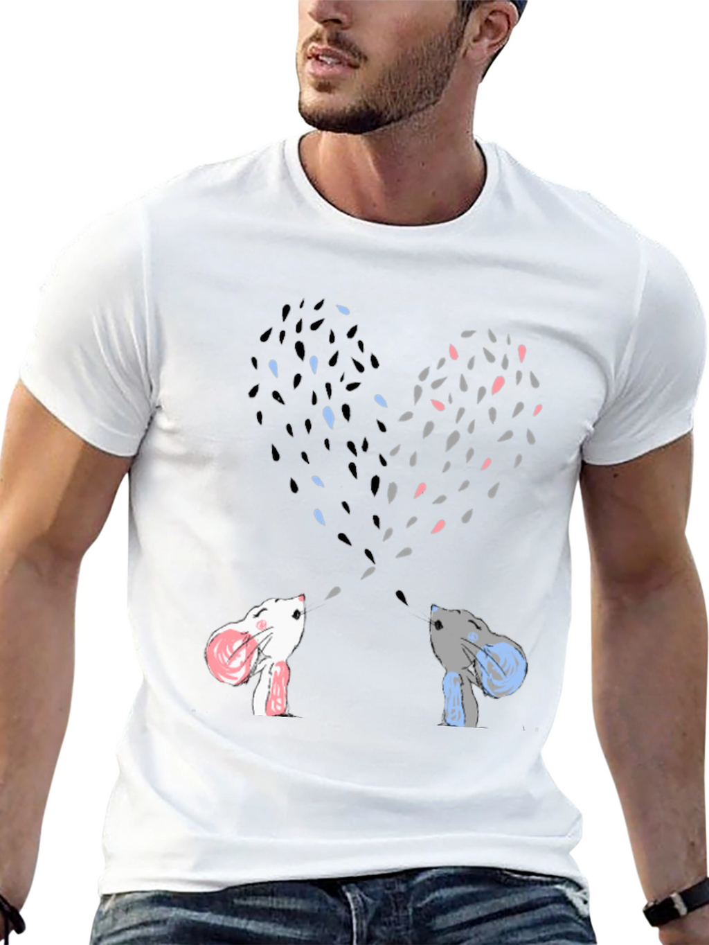 Heart-Shaped Bunny Love Black Tee