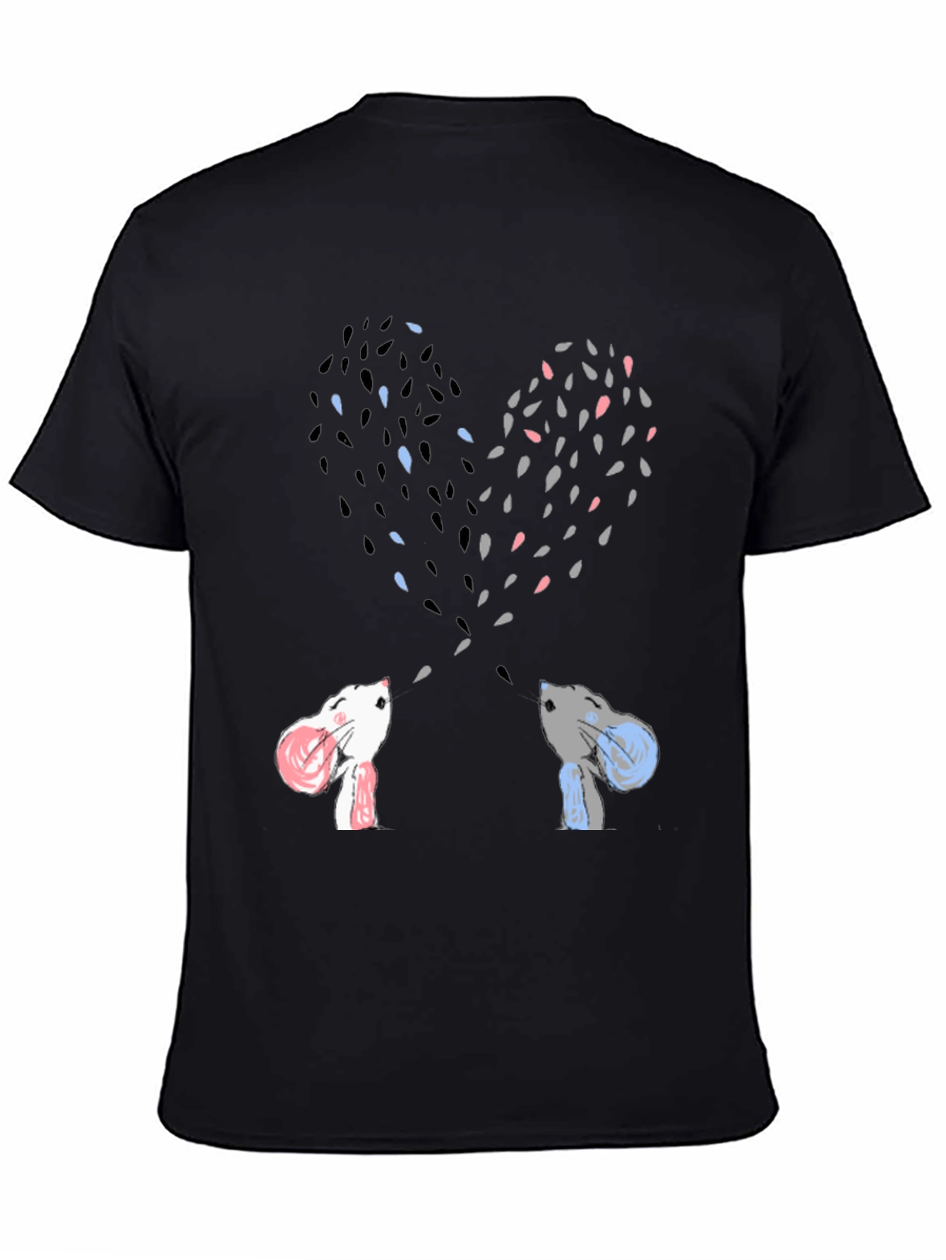 Heart-Shaped Bunny Love Black Tee