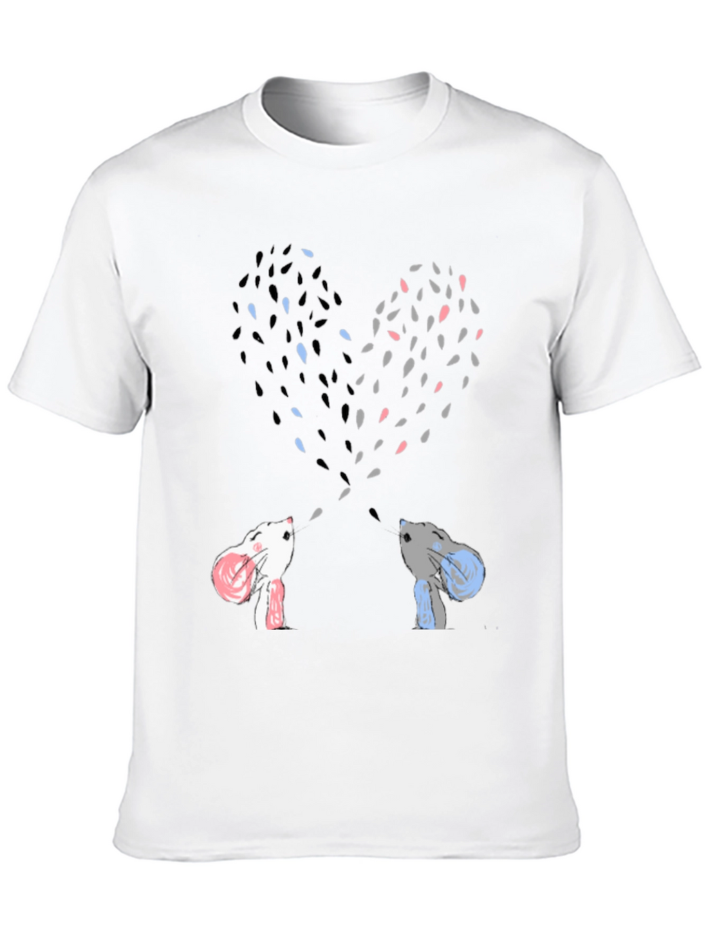 Heart-Shaped Bunny Love Black Tee