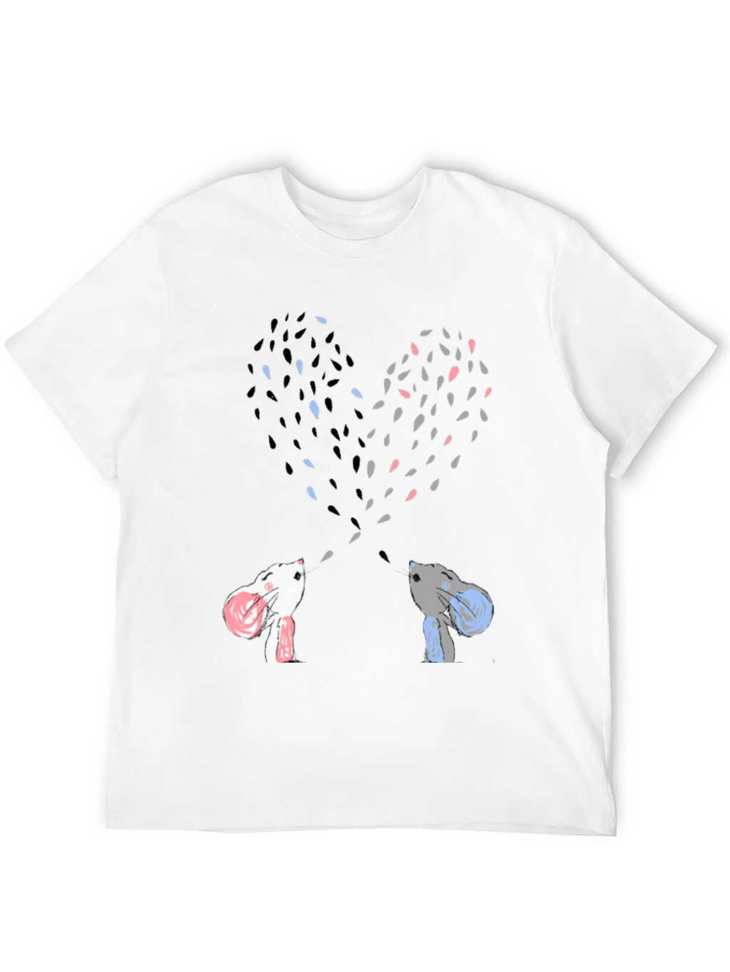 Heart-Shaped Bunny Love Black Tee