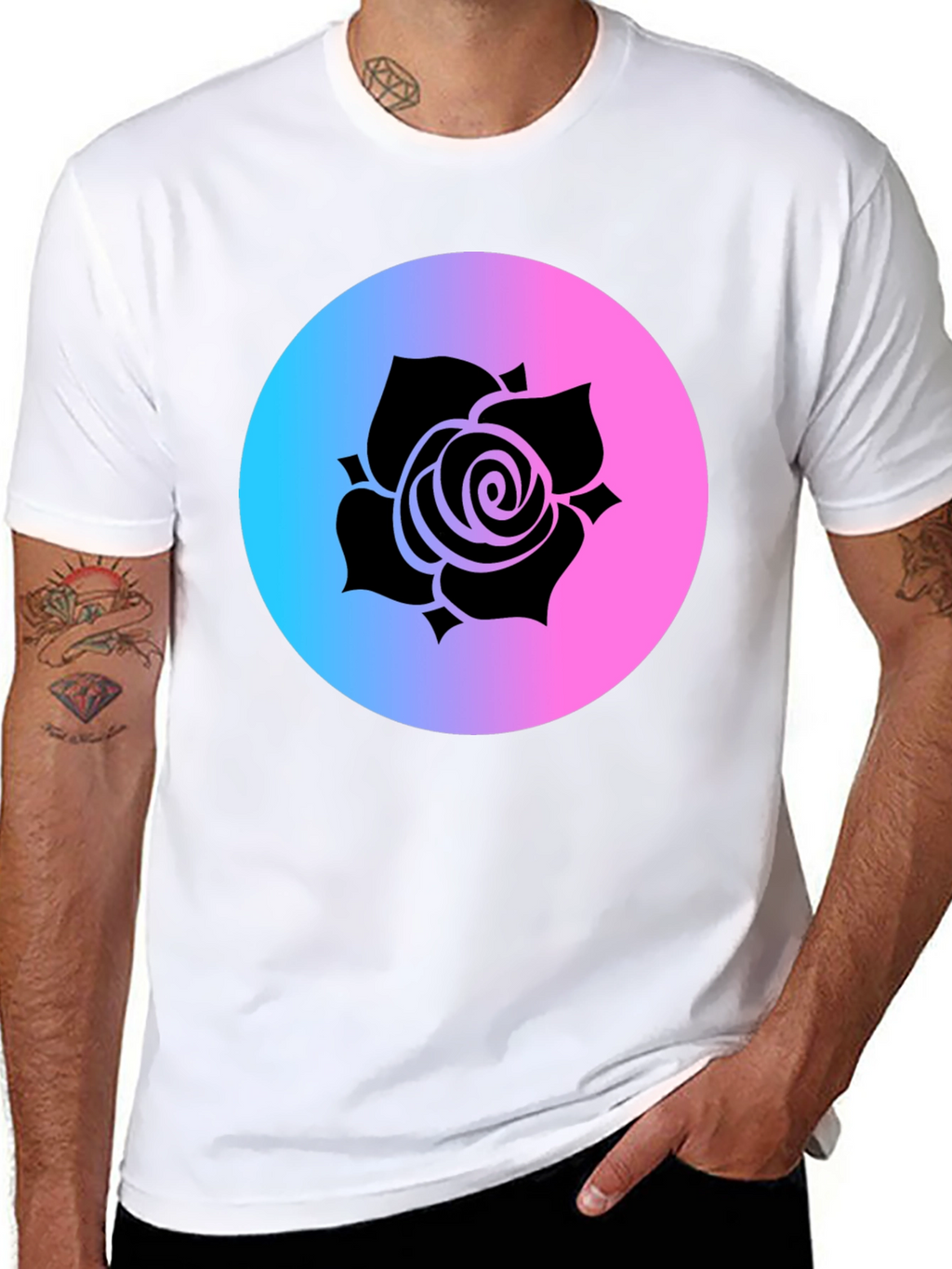 Rose Gradient Circle Graphic Tee - Black