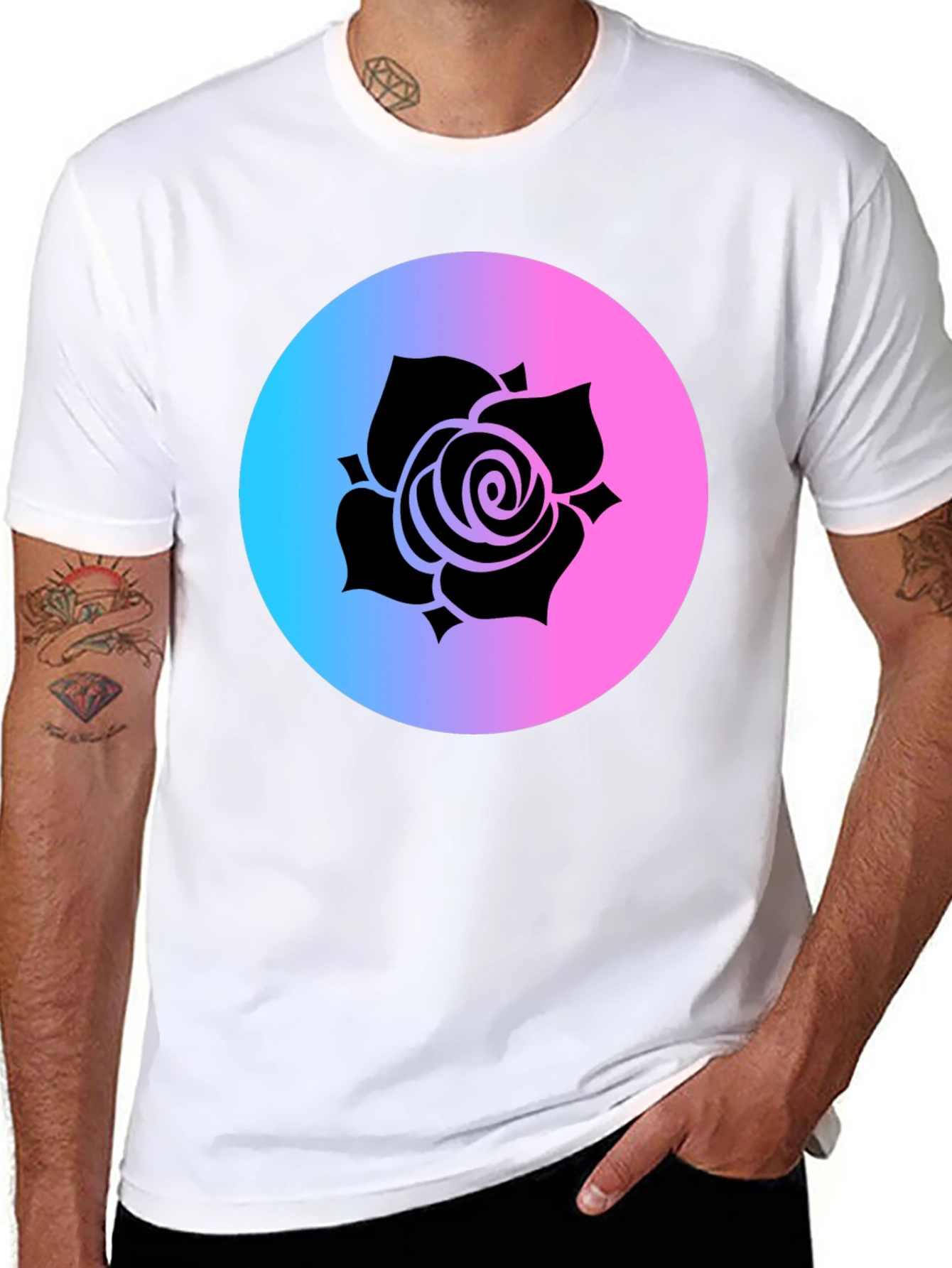 Rose Gradient Circle Graphic Tee - Black