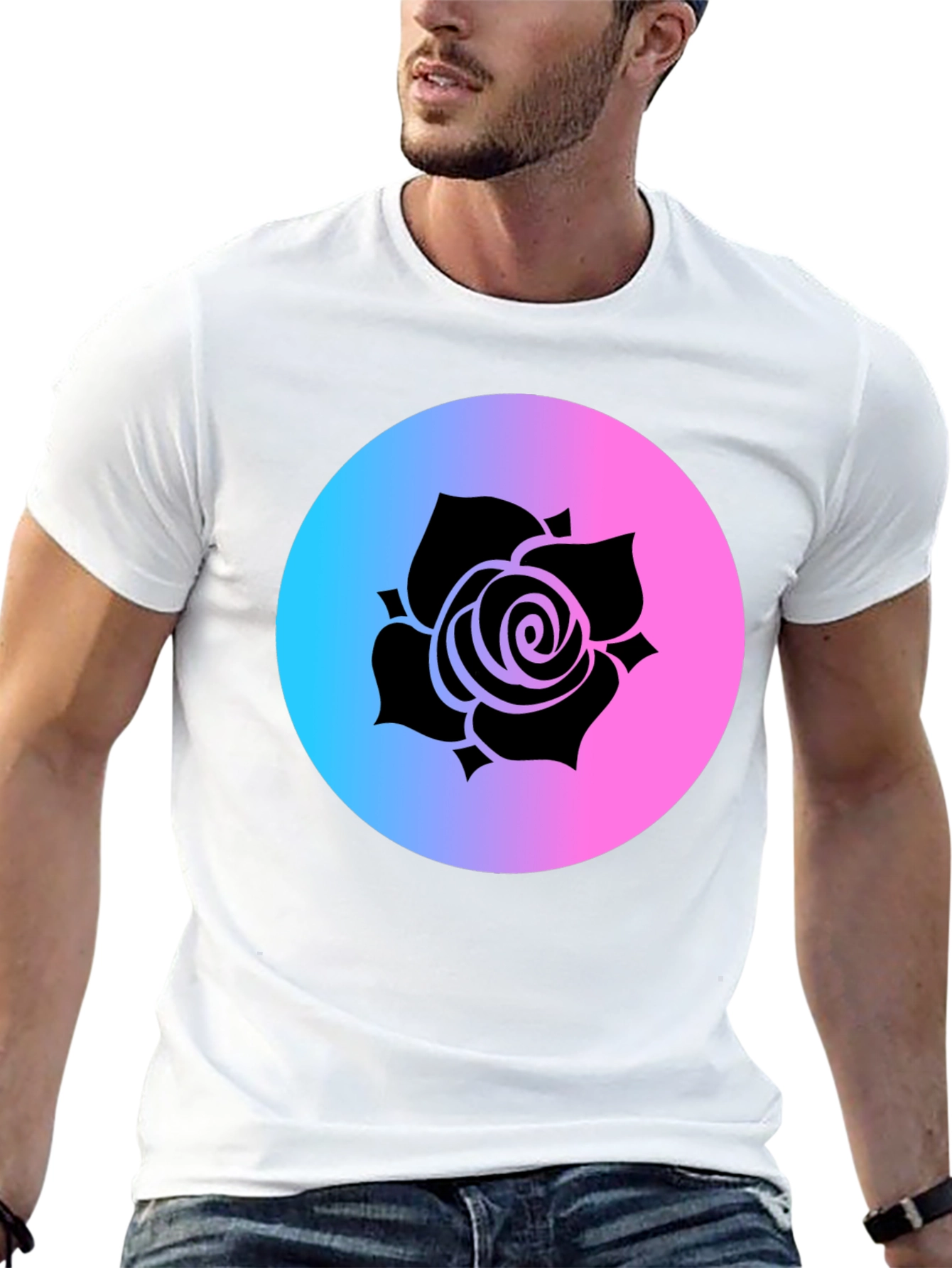 Rose Gradient Circle Graphic Tee - Black