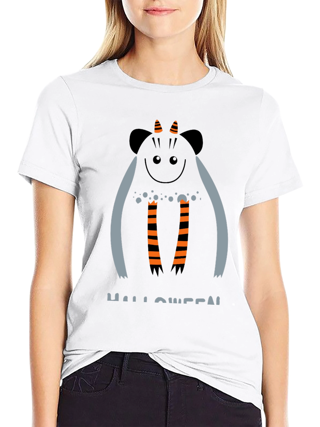 Halloween Monster Graphic Black T-Shirt