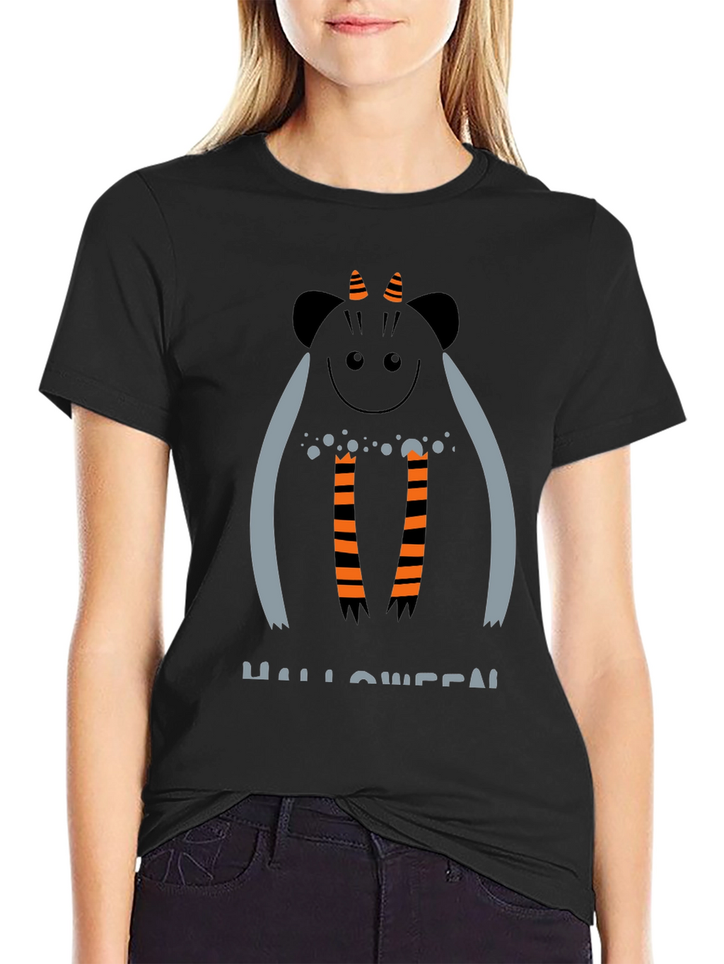 Halloween Monster Graphic Black T-Shirt