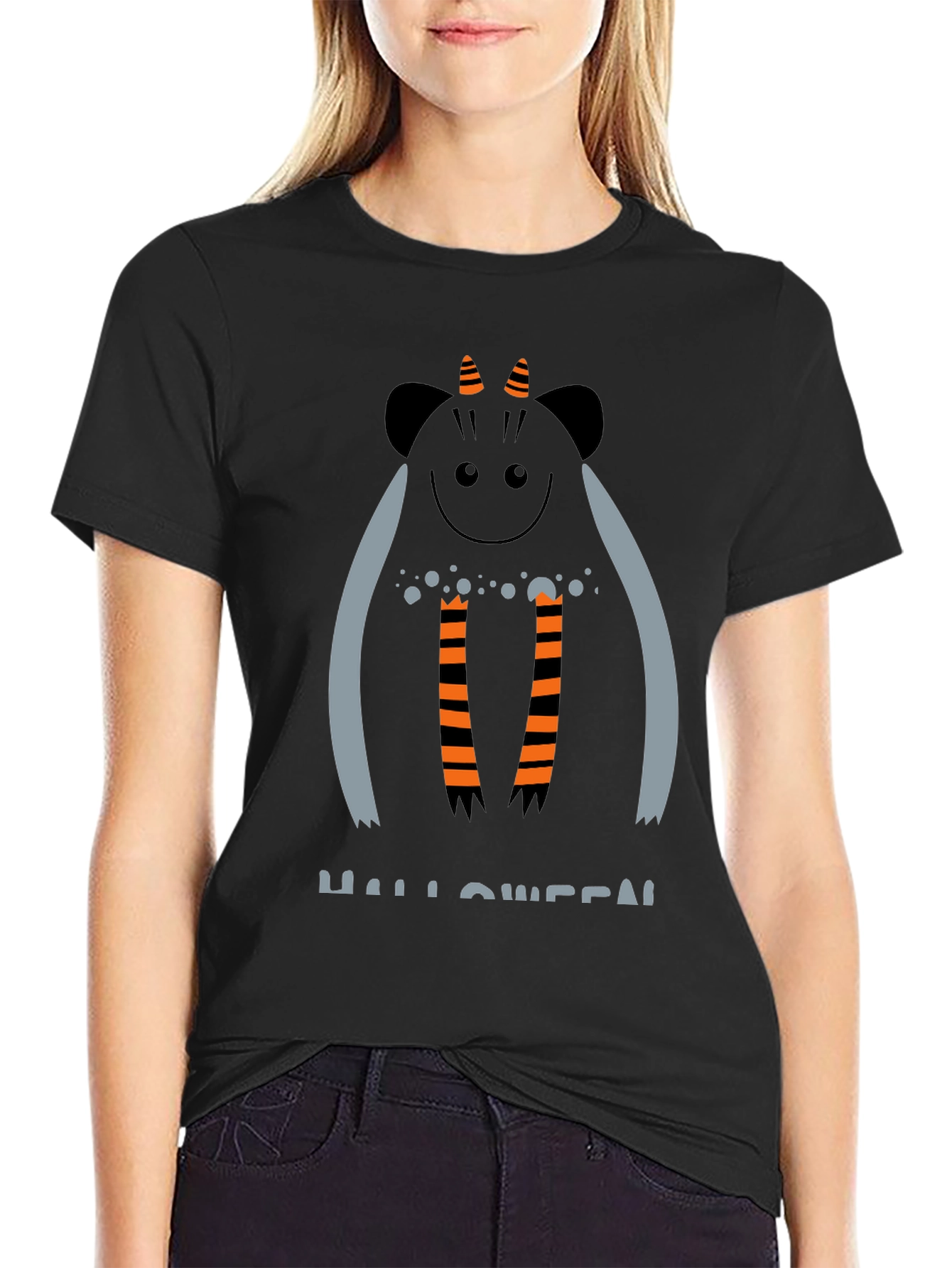Halloween Monster Graphic Black T-Shirt